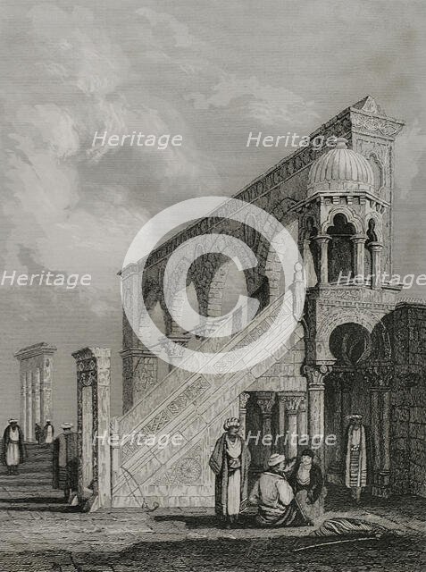 Pulpit on the platform of the Mosque of Omar, Jerusalem, 1840.  Creator: Émile Rouargue.