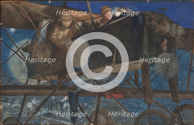 Night bombing, 1918. Creator: Flameng, François (1856-1923).