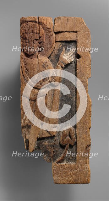 Fragmentary Carved Panel with a Saint, Egypt, 6th-7th century. Creator: Unknown.