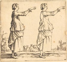 Peasant Woman, in Profile, Facing Right, with Arm Extended, 1617 and 1621. Creator: Jacques Callot.