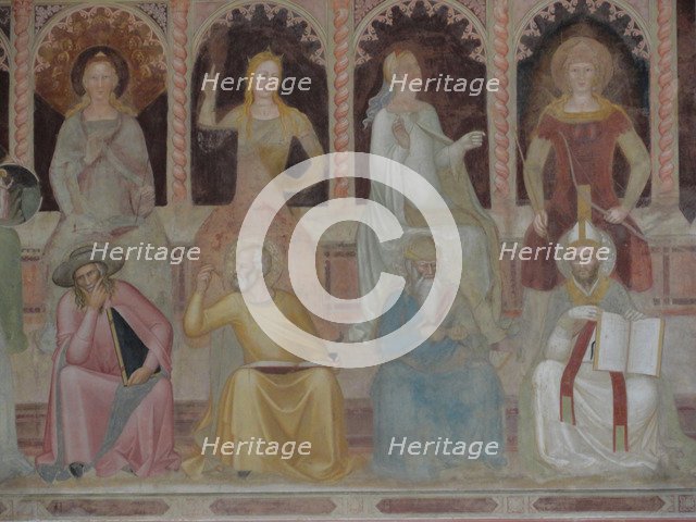 The allegorical figure of Theology. Detail of the Allegory of the Active and Triumphant Church and of the Dominican order, ca 1365. Artist: Andrea di Bonaiuto, (Andrea da Firenze) (1343-1377)