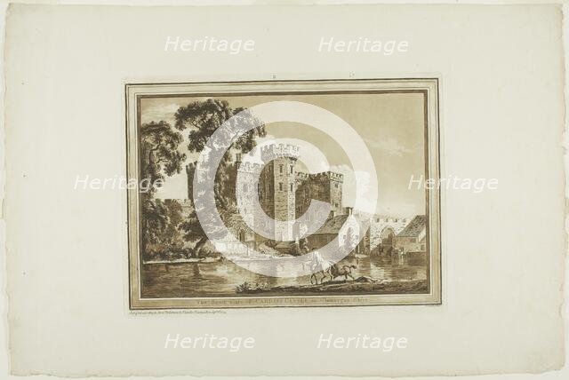 The South Gate of Cardiff Castle in Glamorgan Shire, from Twelve Views in Aquatint from..., 1773-75. Creator: Paul Sandby.