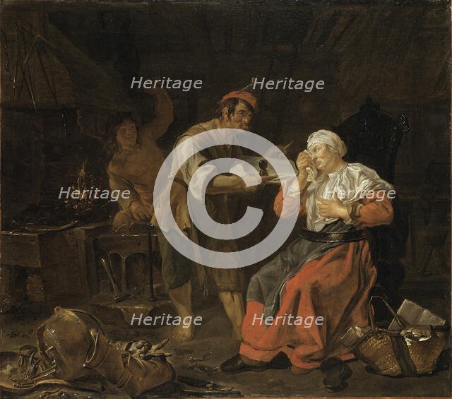 Weeping Woman in a Blacksmith's Shop, mid-17th century. Creator: Gabriel Metsu.