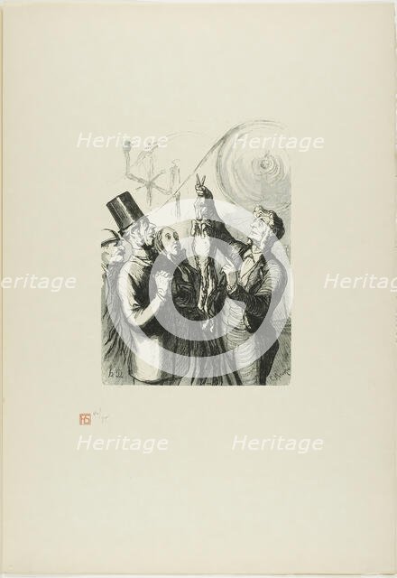 At the Universal Exhibition: The producer of felt hats. Here you can see a l..., 1867, printed 1920. Creator: Charles Maurand.