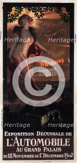 Exposition décennale de l'Automobile au Grand Palais, 1907. Artist: Rochegrosse, Georges Antoine (1859-1938)
