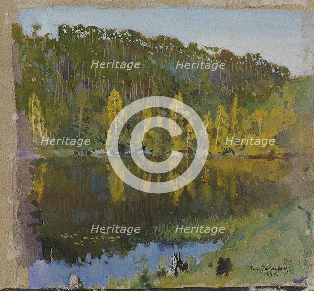 Forest Pond, Landscape Study, 1894. Creator: Eero Jarnefelt.