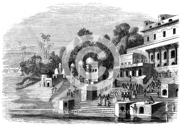 'The favourite wife of Afzul Khan preparing for the suttee', 1847. Artist: Giles