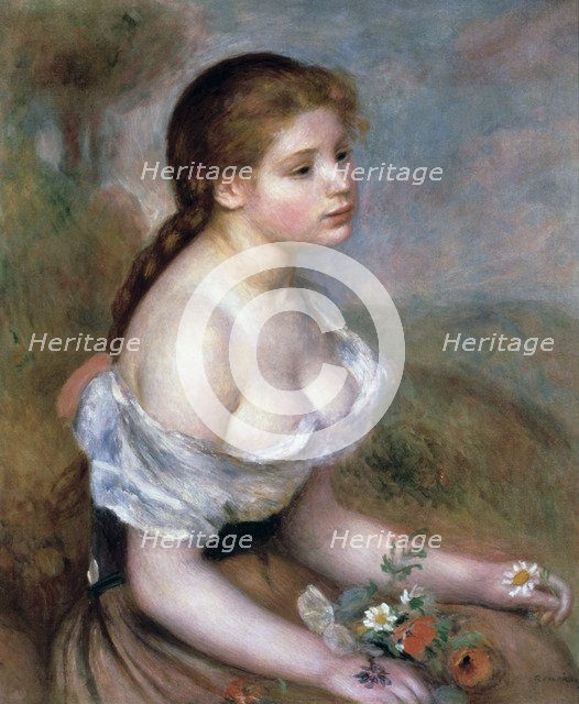 'Girl wih Flowers', c1900. Artist: Pierre-Auguste Renoir
