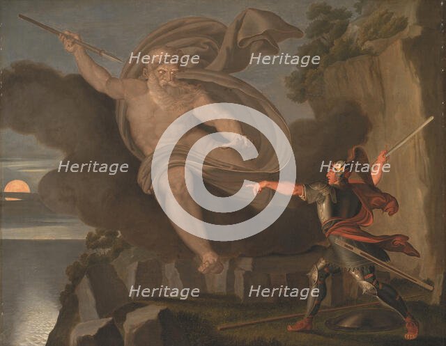 Fingal´s Battle with the Spirit of Loda;Fingal defeating Loda, the God of Sora, 1797. Creator: Asmus Jakob Carstens.