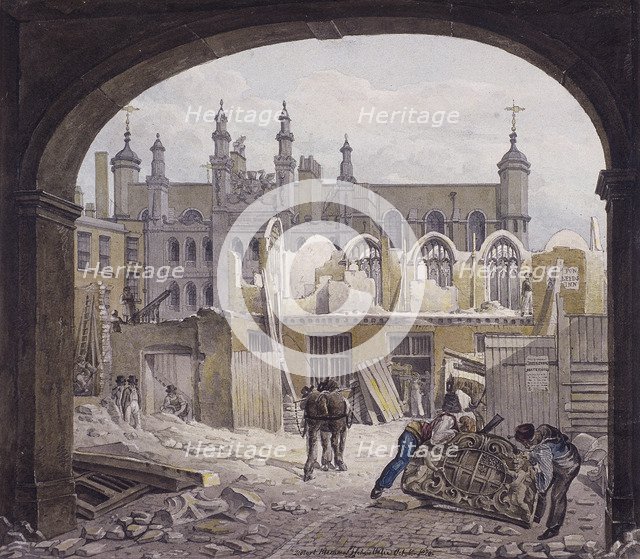 Demolition of Guildhall Chapel, London, 1820. Artist: Robert Blemmell Schnebbelie