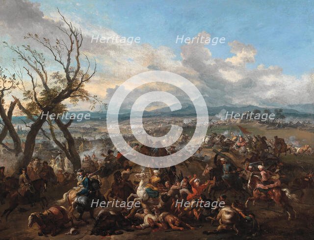 Prince Eugene of Savoy leading a charge near Belgrade during the Siege of 1717. Creator: Huchtenburgh, Jan van (1647-1733).