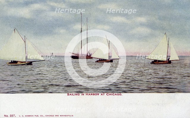 Sailing in the harbour, Chicago, Illinois, USA, 1915. Artist: Unknown