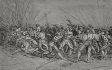 The Lansquenets' Battle, Soldiers of the German infantry, c1530, (1877).  Creator: Unknown.