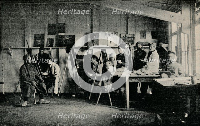 'Artist Prisoners of War in their studio at Giessen', c1916. Artist: Unknown.
