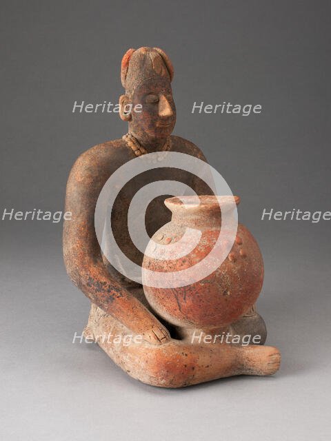 Seated Female Figure Holding a Vessel, A.D. 100/400. Creator: Unknown.