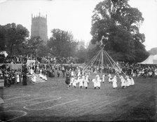 General view of village maypole dance, Chipping Campden, Cotswold, Gloucestershire, 1860-1922. Creator: Henry Taunt.