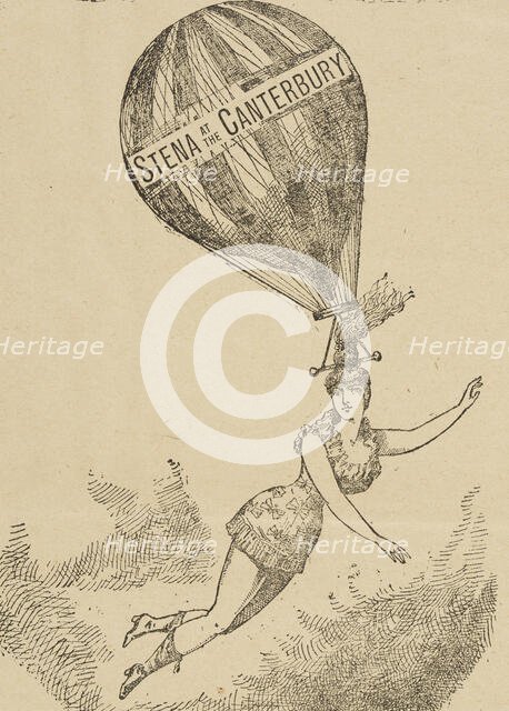 Mademoiselle Stena, balloon performances at the Canterbury Theatre, 1886. Creator: Unknown.