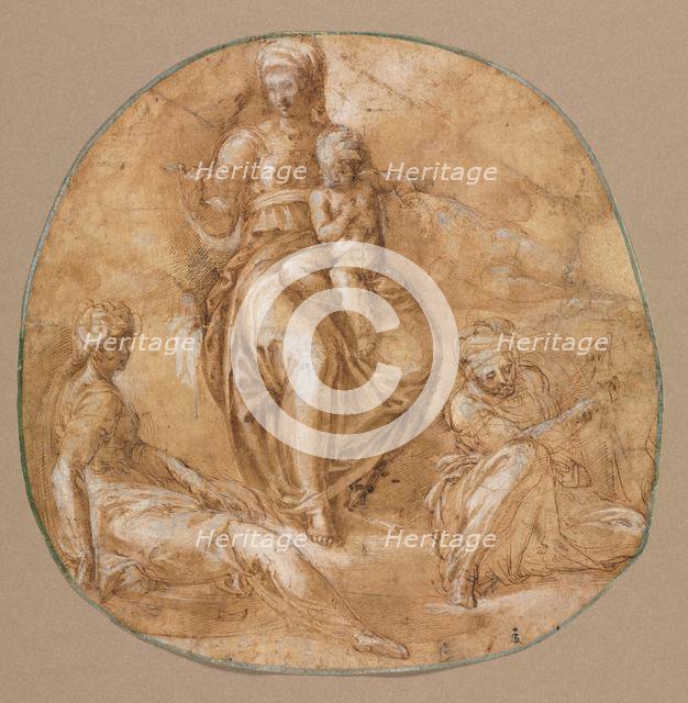 The Virgin and Child with St. Catherine of Alexandria and an Elderly Female Saint…, c. 1545. Creator: Battista Franco (Italian, c. 1510-1561).