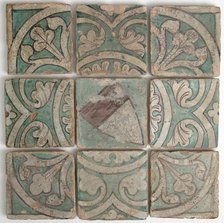 Nine Tiles, French, 14th century. Creator: Unknown.