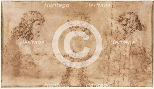 Three Heads and Other Sketches (verso), 1643-1644. Creator: Nicolas Poussin (French, 1594-1665).