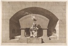 Tomb with Death Enthroned as a Sphinx, ca. 1779-84. Creator: Louis Jean Desprez.
