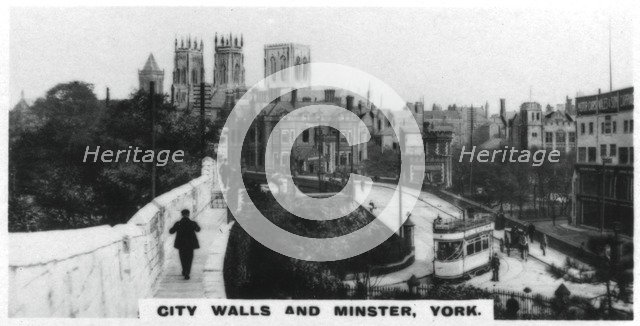 City walls and Minster, York, c1920s. Artist: Unknown