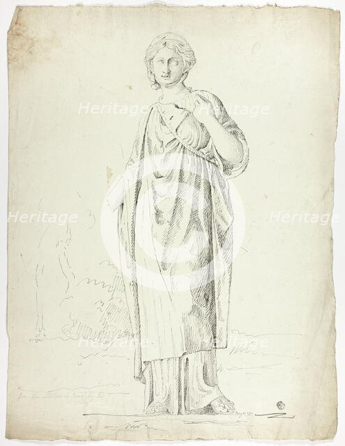 Antique Statue of Standing Draped Woman, 1774. Creator: John Downman.