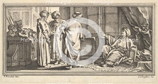 The Hearing of Qadi, 1746-47. Creator: Claude Augustin Duflos le Jeune.