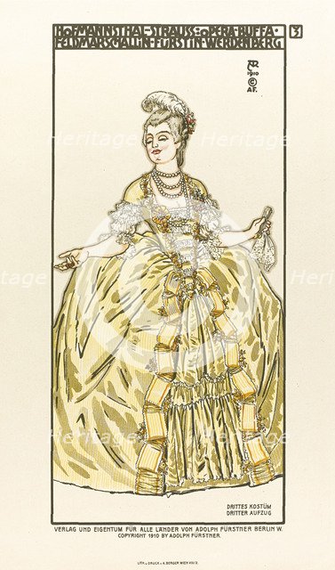 Costume Design for the opera Der Rosenkavalier (The Knight of the Rose) by Richard Strauss, 1910. Artist: Roller, Alfred (1864-1935)