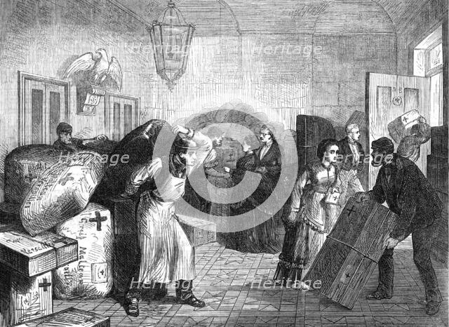 Dispatching packages from the Prussian Embassy for the German sick and wounded, 1871. Creator: Unknown.