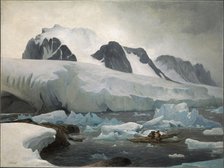 Eskimo kayaks, the kiss, 1842. Creator: Biard, François-August (1798-1882).