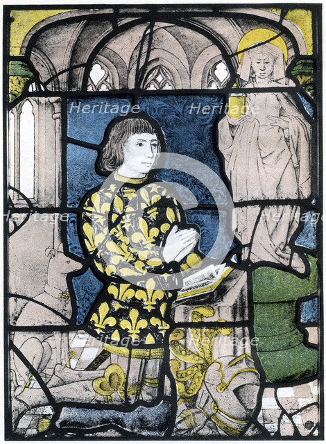 A knight (de Bernemicourt) at his orisons before an image of St Mary Magdalene, c1500, (1924). Artist: Unknown