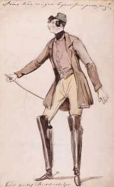 "Are there any trousers here that fit me?" Carl Gustaf Ridderstolpe. (c1840s). Creator: Fritz von Dardel.