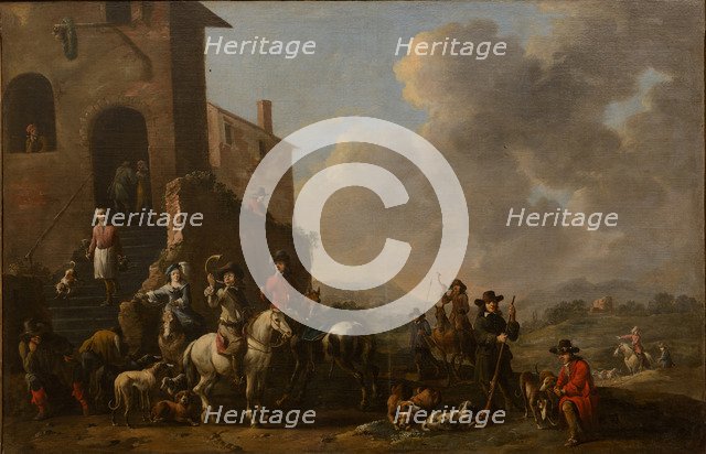 Preparing for the hunt, 1670s.