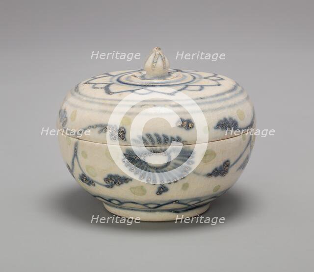 Covered Box with Lotus Bud Knob and Lotus Flower Motif on Lid, 15th century. Creator: Unknown.