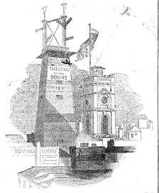The Telegraph, and Church of St Olaf's before the fire, 1843. Creator: Unknown.