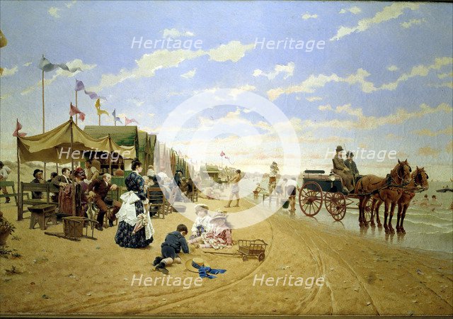 Sanlucar beach', oil by German Alvarez.