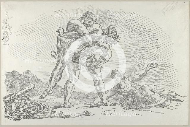 Hercules and Antaeus, 1852., 1852. Creator: Eugene Delacroix.