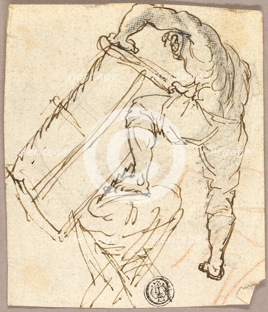 Man Sawing Wood, n.d. Creator: Pier Leone Ghezzi.