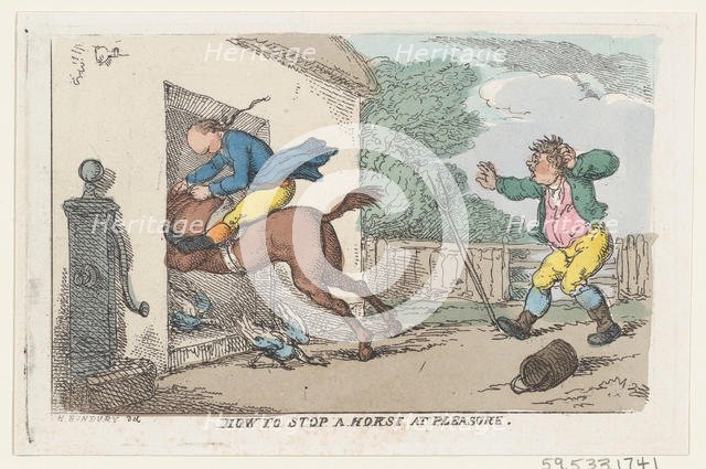 How to Stop a Horse at Pleasure, 1803., 1803. Creator: Thomas Rowlandson.