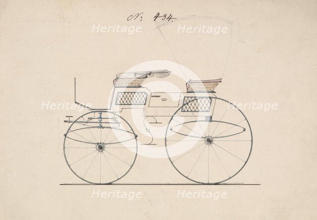 Design for 4 seat Phaeton, no top, no. 434, 1850-70. Creator: Brewster & Co.