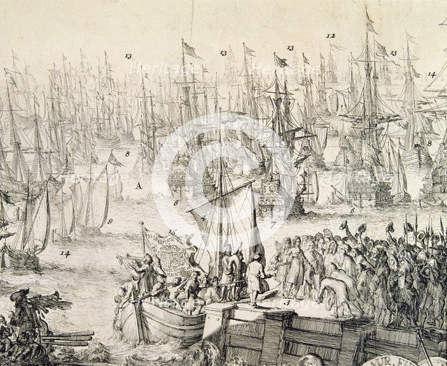 Embarkation to England on 11th November 1688 of William III (1650 - 1702), called William of Oran…