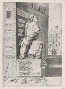 Speculum Romanae Magnificentiae: Statue of Pasquin in the House of Cardinal Ursino, 1550., 1550. Creator: Unknown.