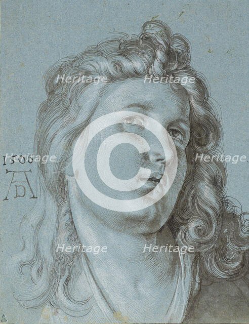 Head of the angel playing a lute (from the Feast of the Rose Garlands), 1506. Creator: Dürer, Albrecht (1471-1528).