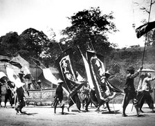 Flag carriers, Singapore, 1900. Artist: Unknown
