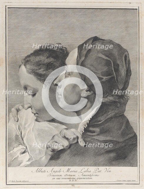 A young man embracing a girl, 1743. Creator: Giovanni Cattini.