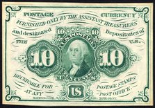 10c Washington postage currency, 1862. Creator: Continental Bank Note Company.