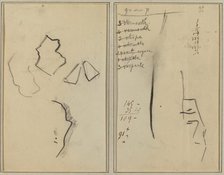 A Profile and Four Shapes; Sketch of a Man's Head [recto], 1884-1888. Creator: Paul Gauguin.