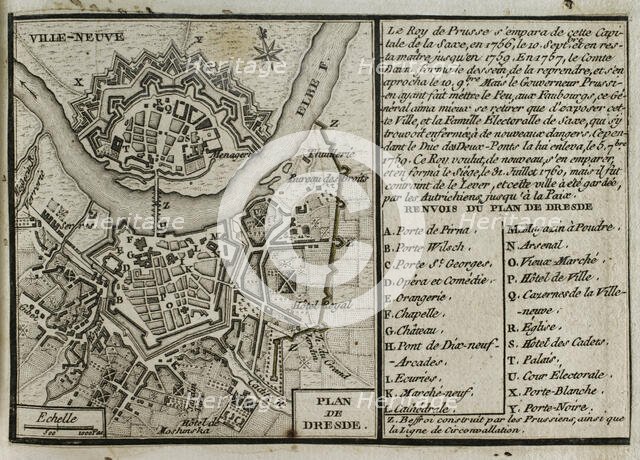 Seven Years War (1756-1763): Map of Dresden, 1760 ( 1765). Creator: Jean de Beaurain.