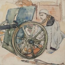 By the cannon, 1916. Creator: Leopold Gottlieb.